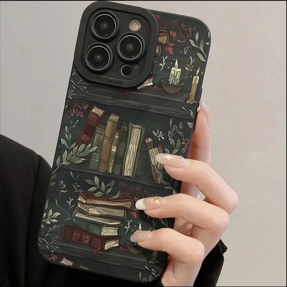 New, IPhone 14 Pro Max silicon cell phone case books greenery & candles - Picture 6 of 6